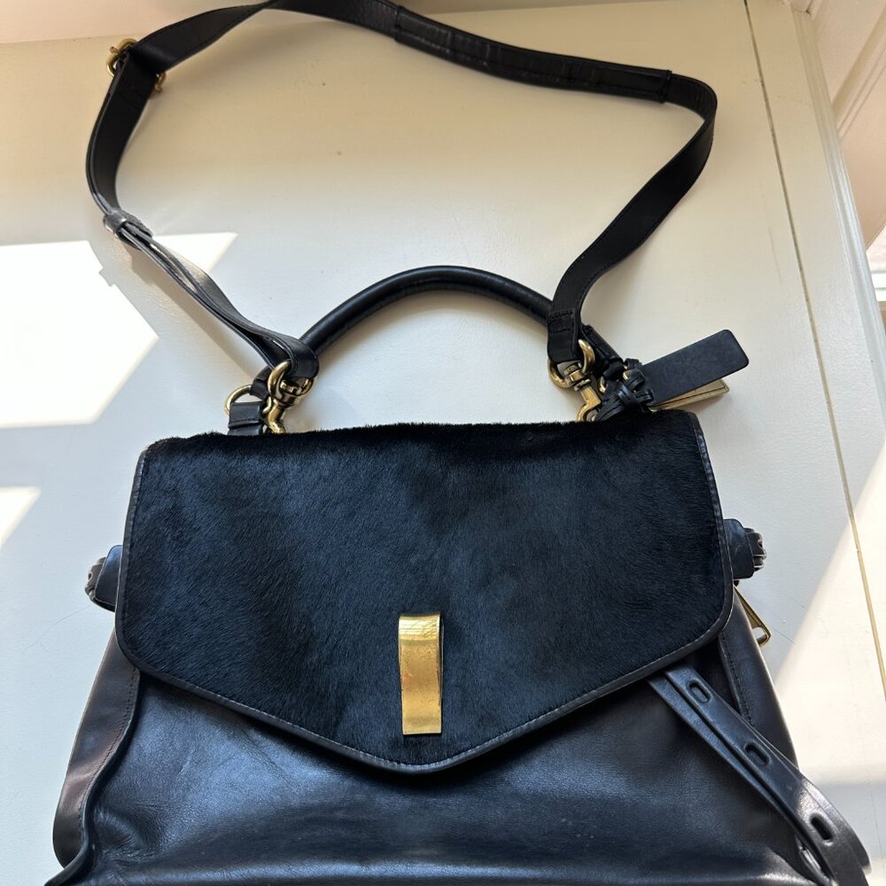 Joy Gryson Ruby Mid Sized Shoulder Bag Black Leat… - image 1